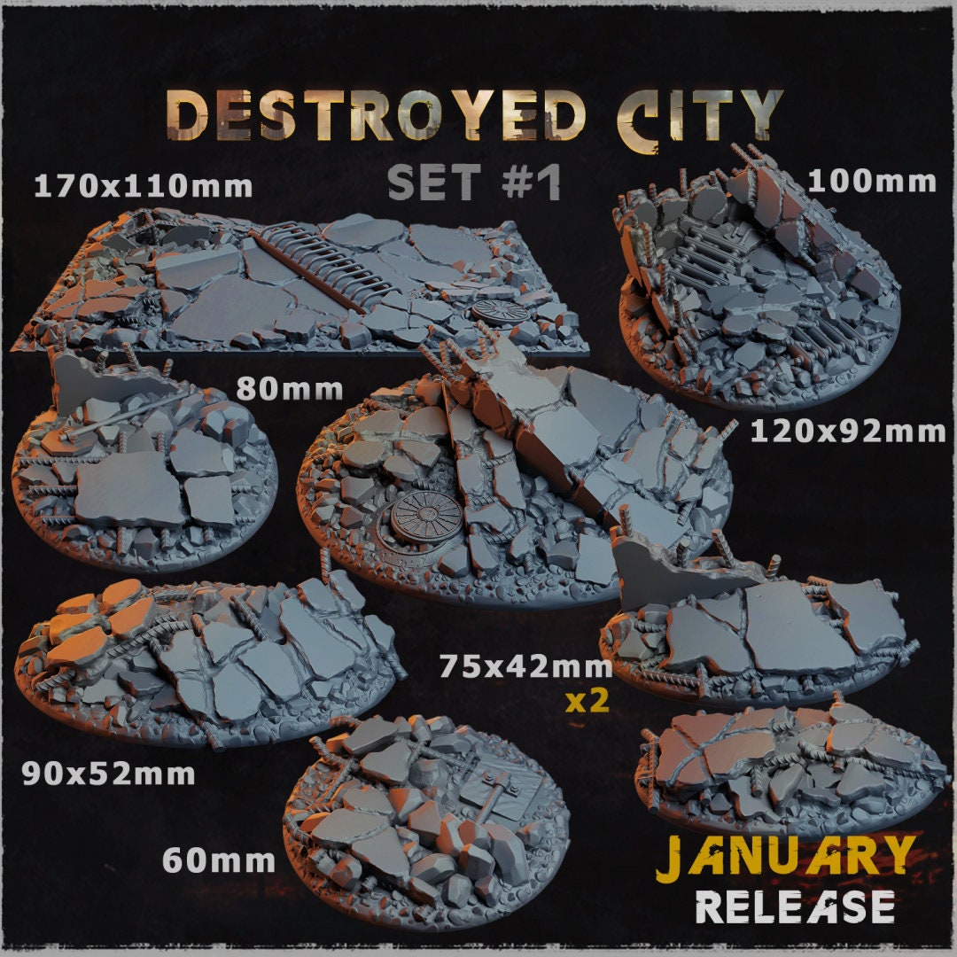 Destroyed City - Toppers - 32mm Basing