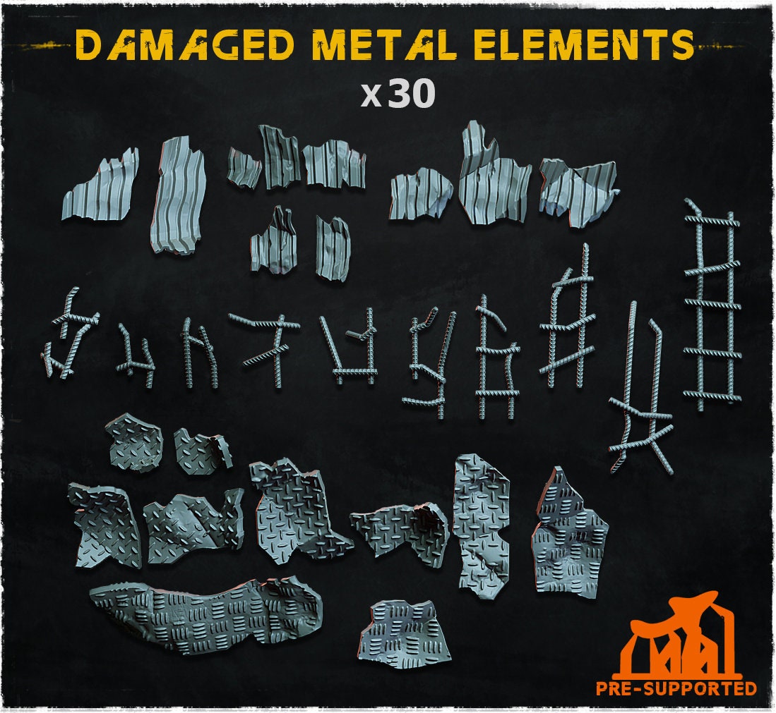 Damaged Metal Elements - Basing Bits - 32mm Basing