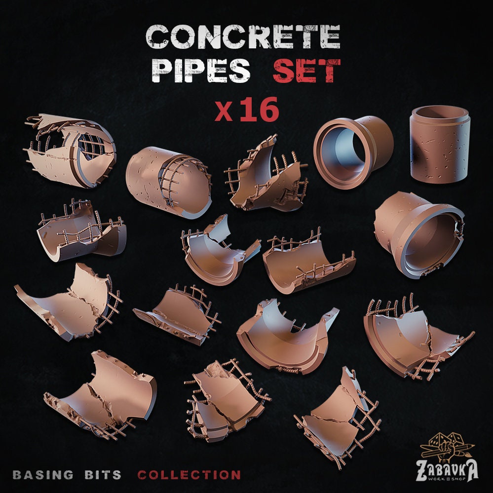 Concrete pipes - Basing Bits - 32mm Basing