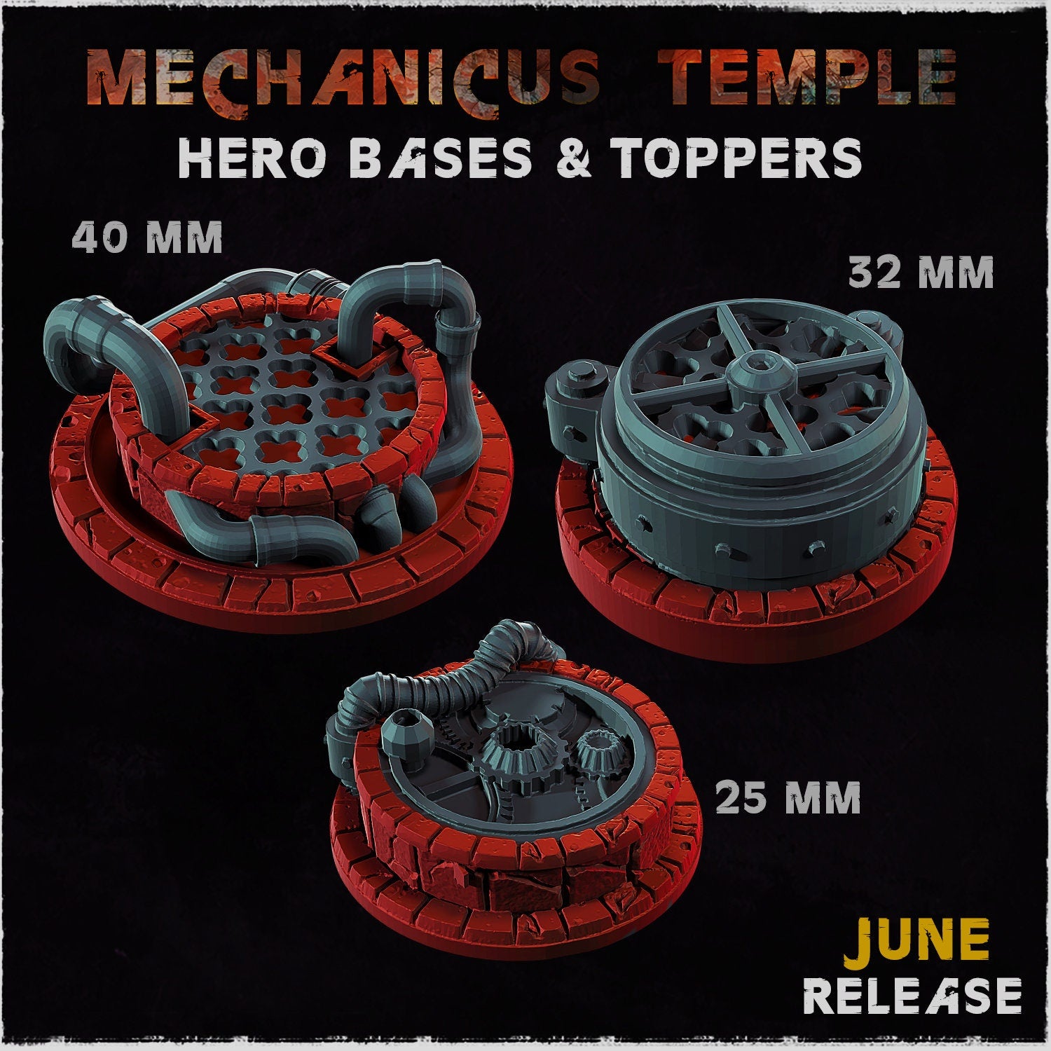 Mechanicus temple - Hero Bases & Toppers - 32mm Basing