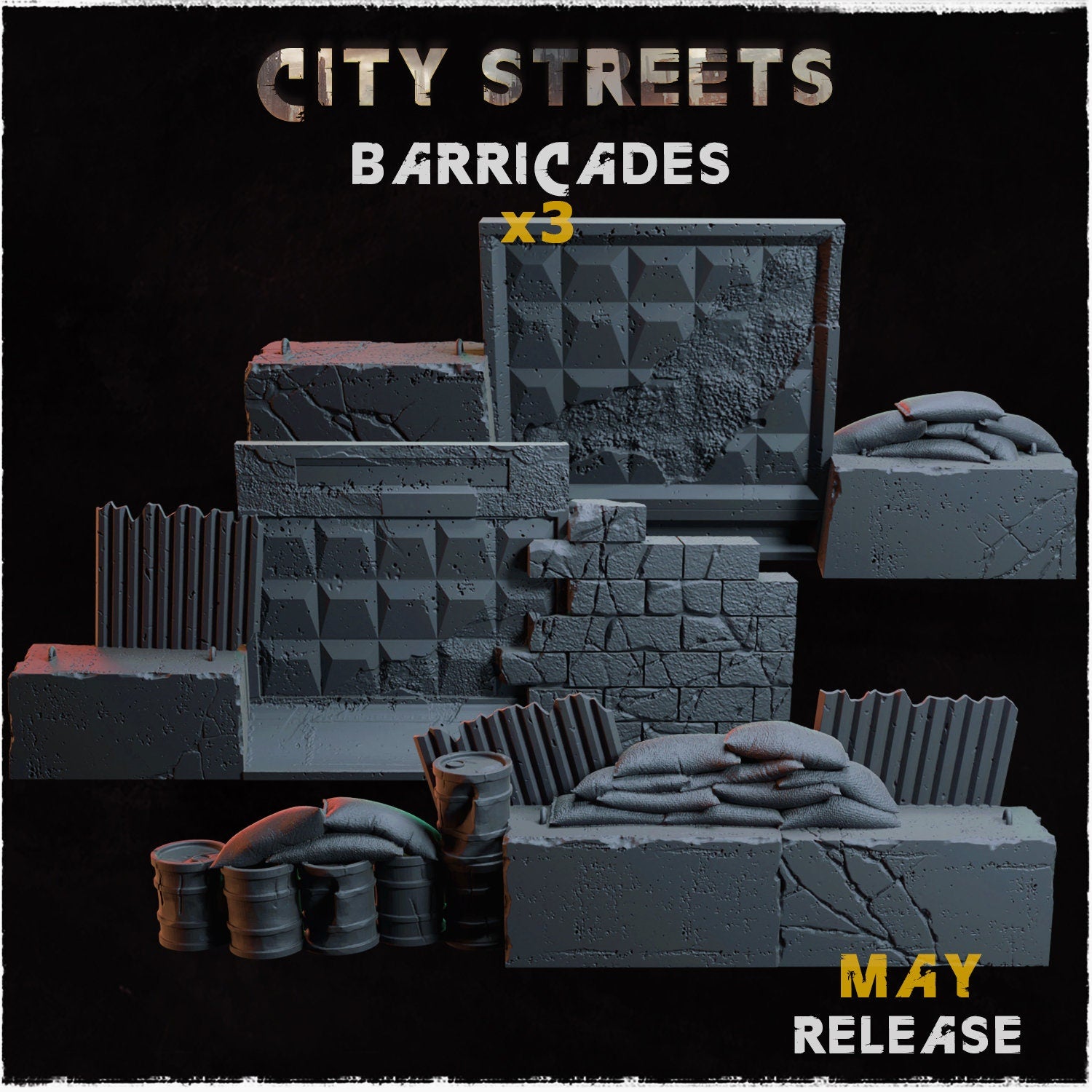 City Streets - Barricades - Basing Bits - 32mm Basing