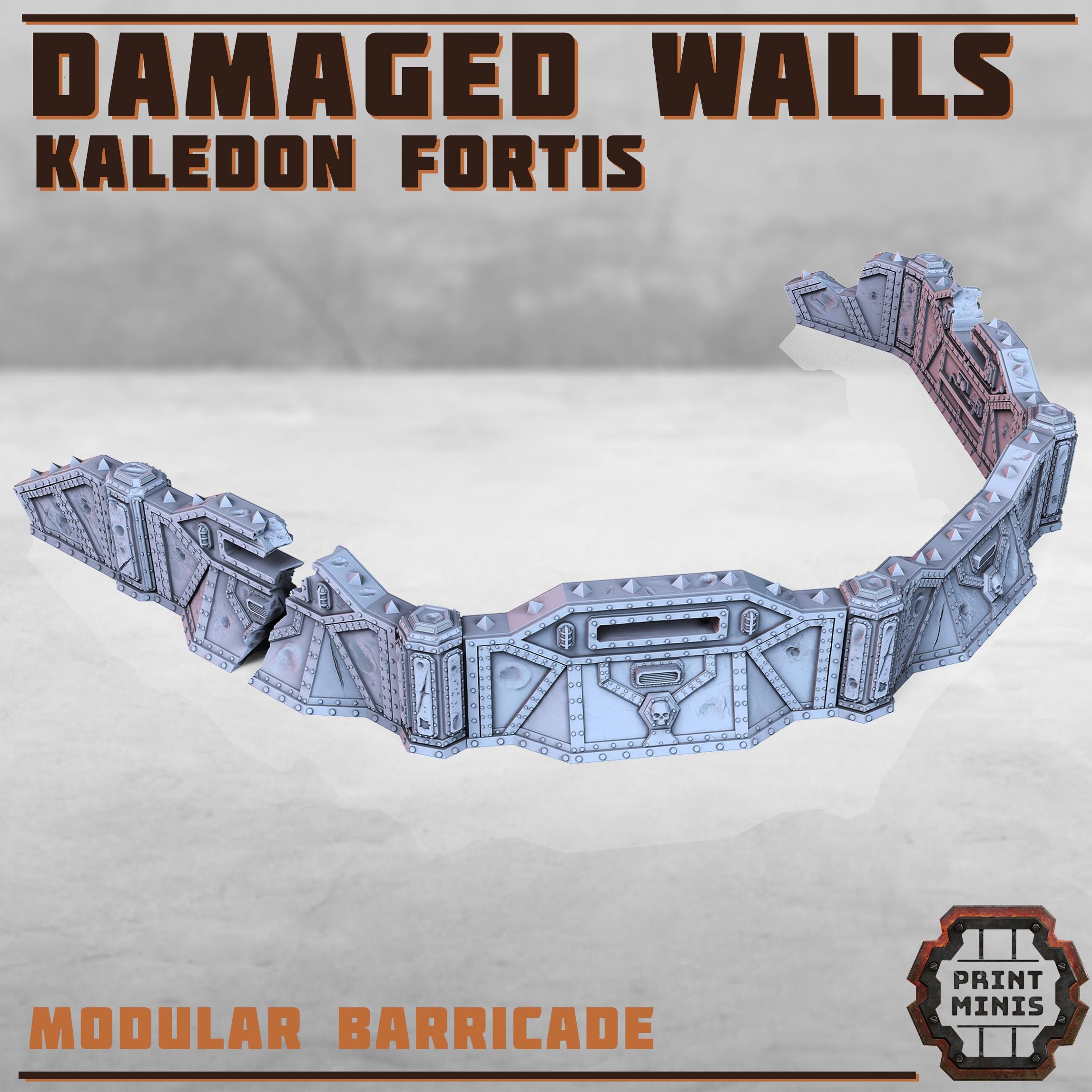 Print Minis - Damaged Barricade Wall