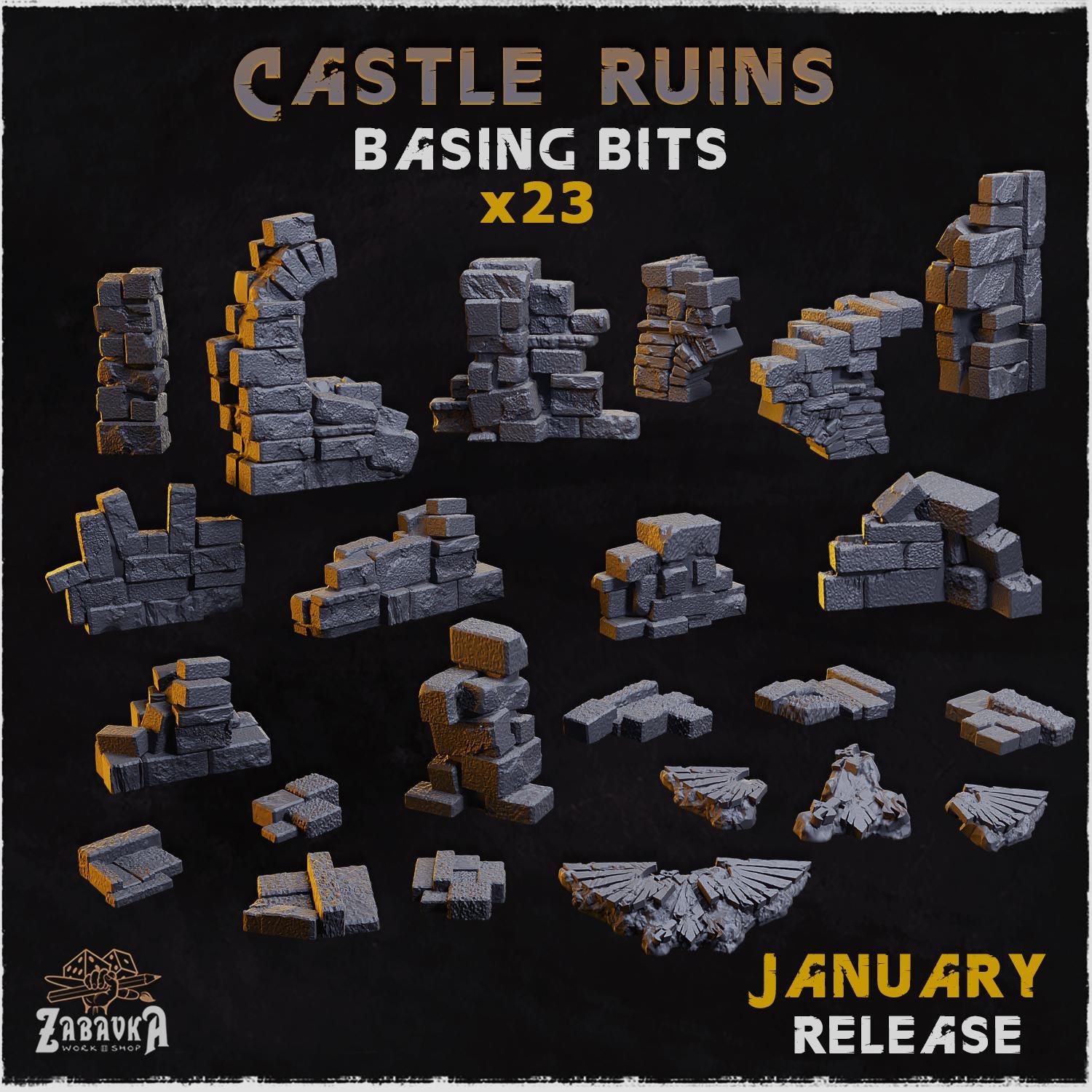 Castle Ruins - Basing Bits - 32mm Basing