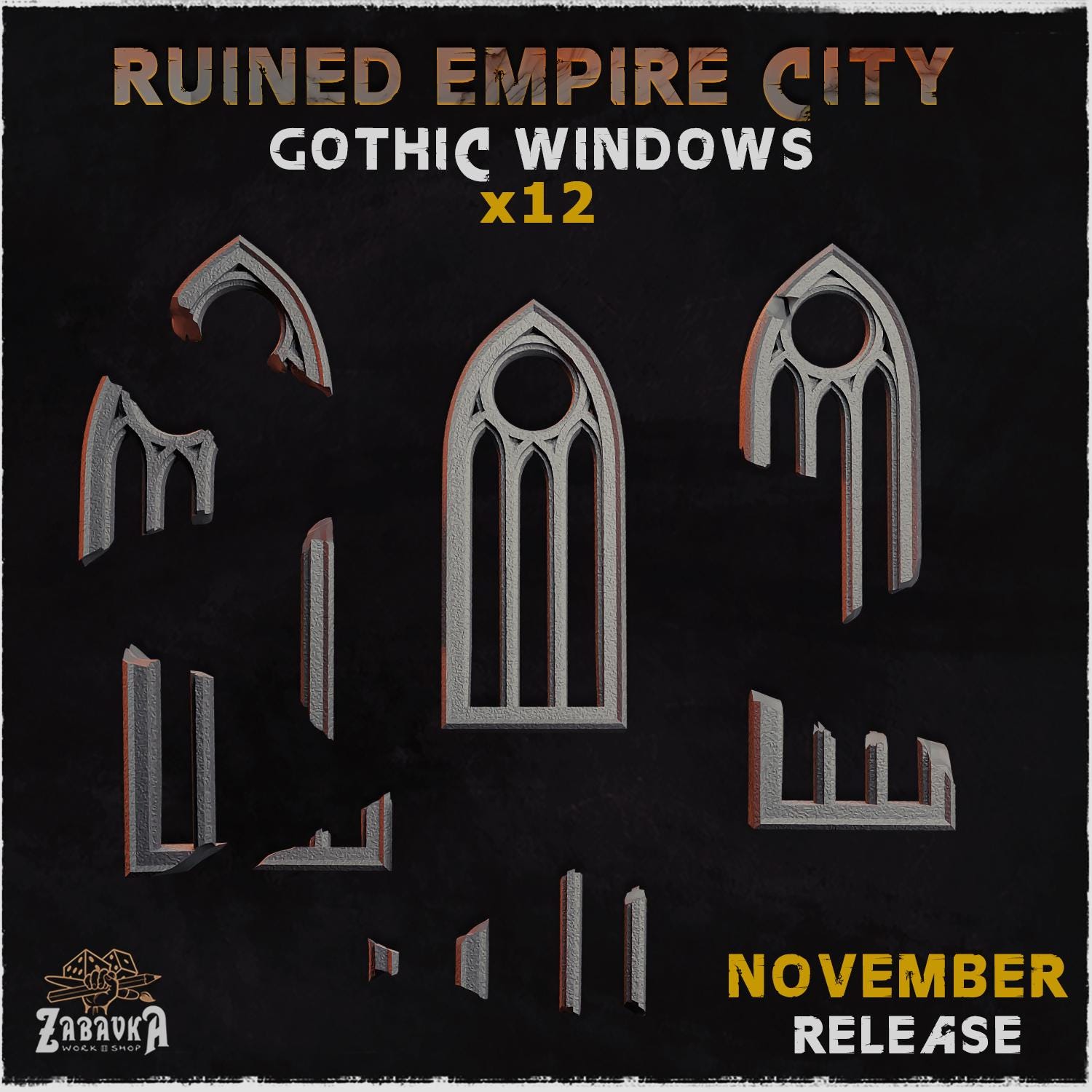 Gothic Windows - Basing Bits - 32mm Basing