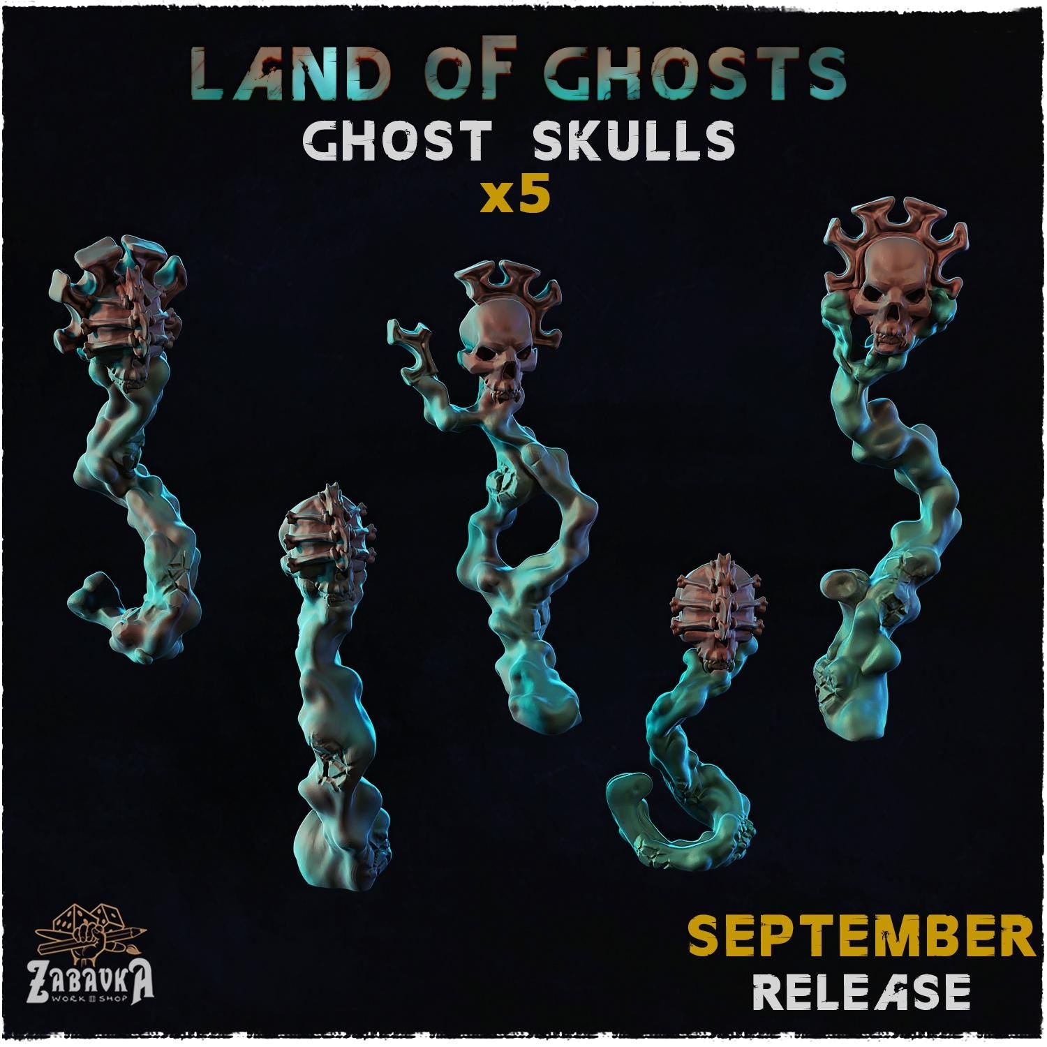 Ghost Skulls - Basing Bits - 32mm Basing