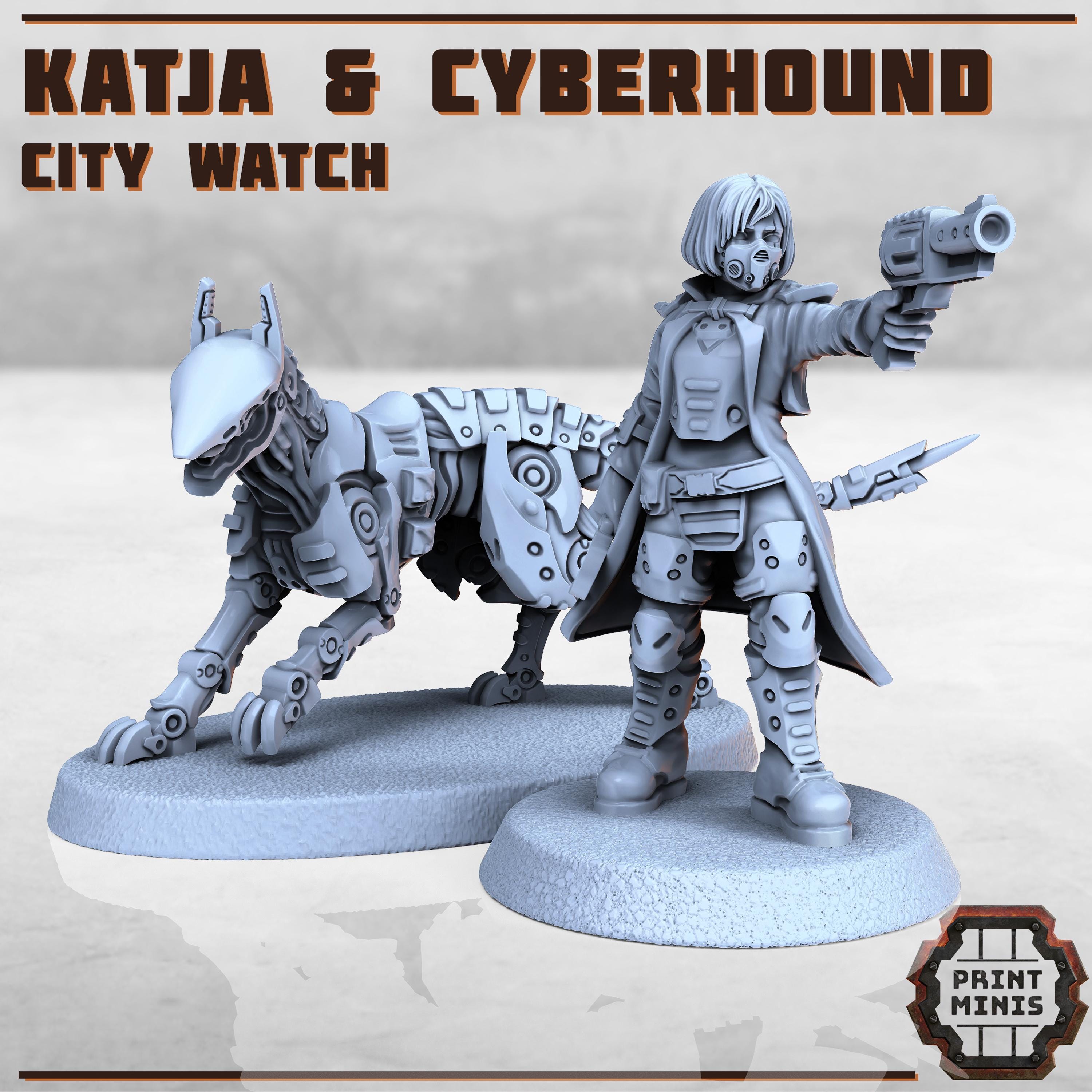 Print Minis - Katja - Enforcer Inspector & Cyberhound
