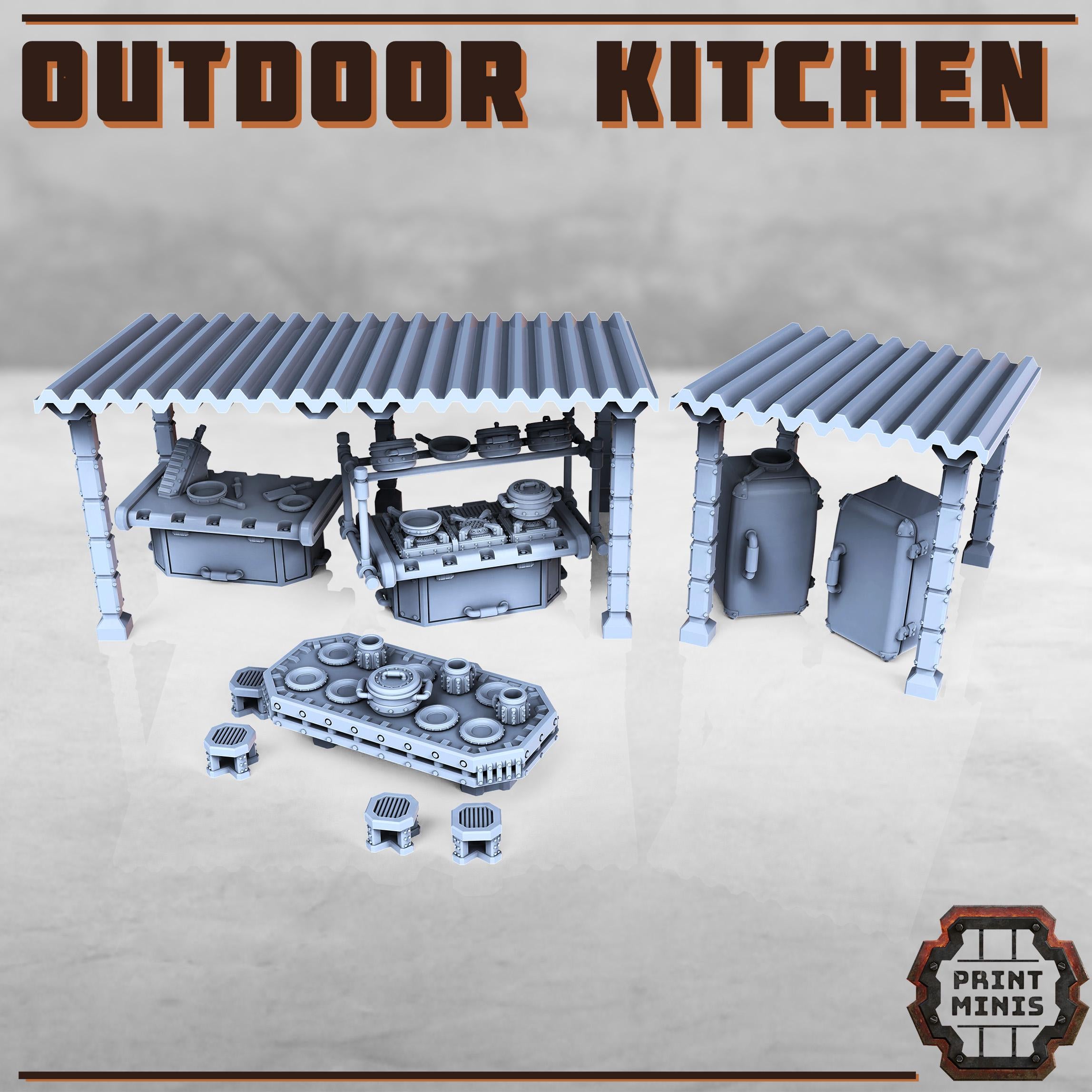 Print Minis - Outdoor Kitchen - 32mm Basing