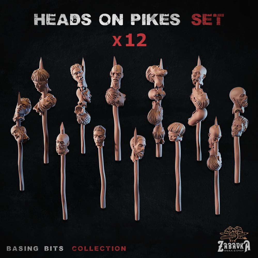 Heads on Pikes - Basing Bits - 32mm Basing