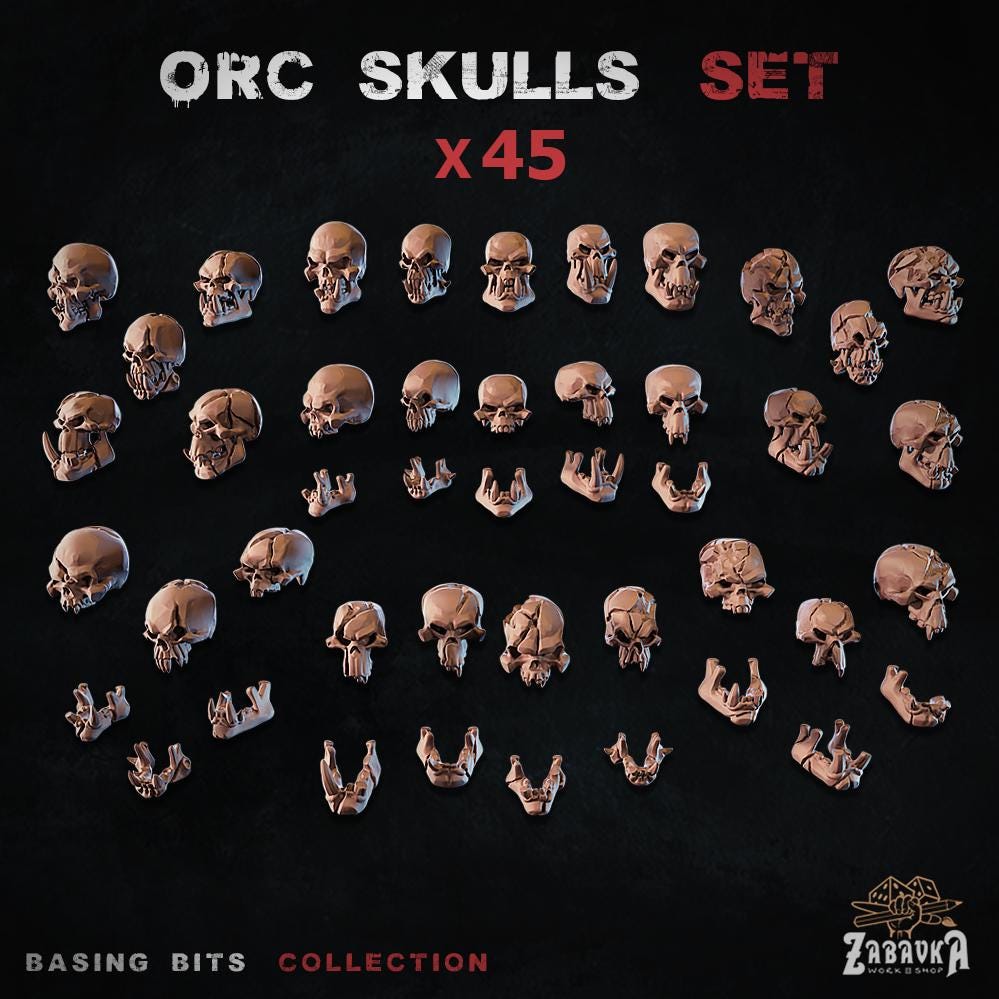 Orc Skulls - Basing Bits - 32mm Basing
